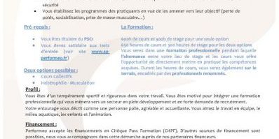 Performeo recrute les stagiaires BPJEPS Activités de la Forme 2017