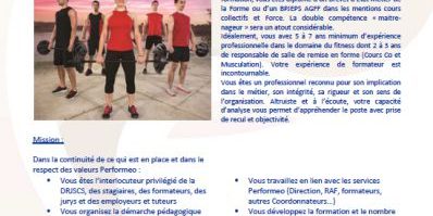 Recrutement Coordonnateur de Formation BPJEPS Activités de la Forme