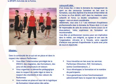 Recrutement-Coordonnateur-Formation-BPJEPS Recrutement Coordonnateur de Formation BPJEPS Activités de la Forme